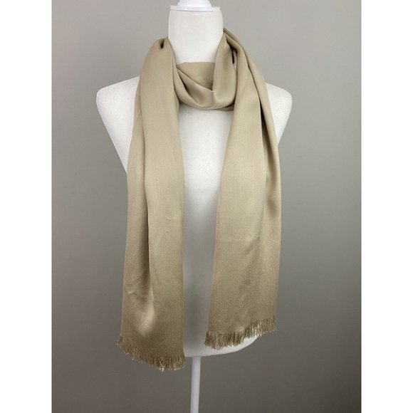 Charming Charlie Sand Tan 100% Rayon 74" x 20" Fringe Scarf - Excellent UC - Picture 2 of 6